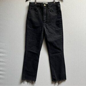 Triarchy High Waisted Frayed Hem Black Distressed Jeans Size 28